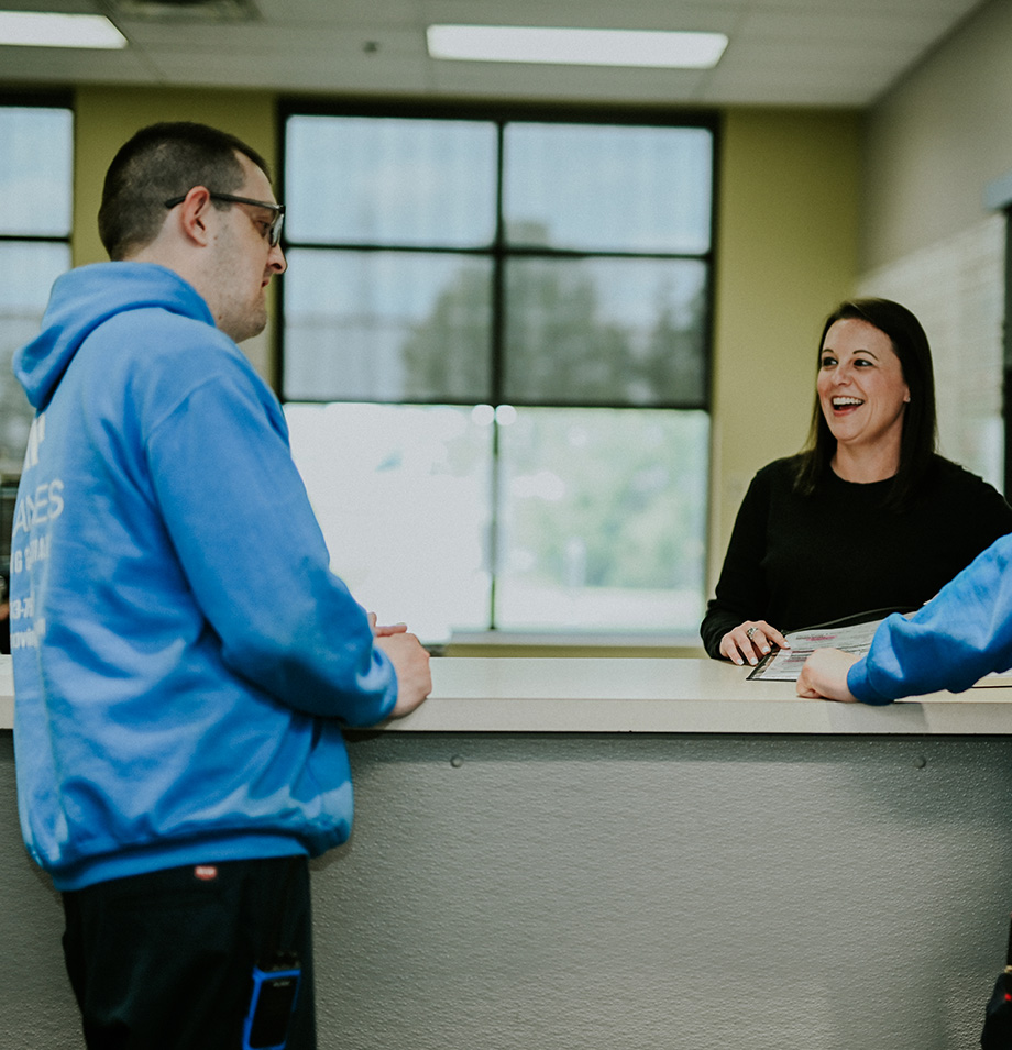 Planes employees chatting