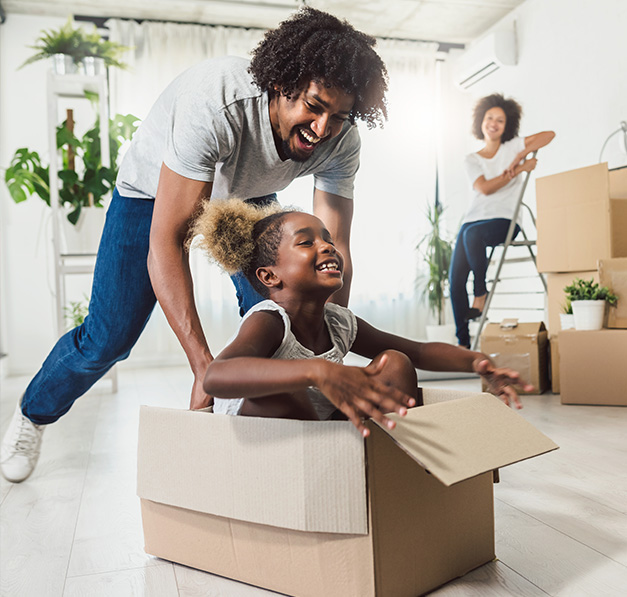 Family packing up their home